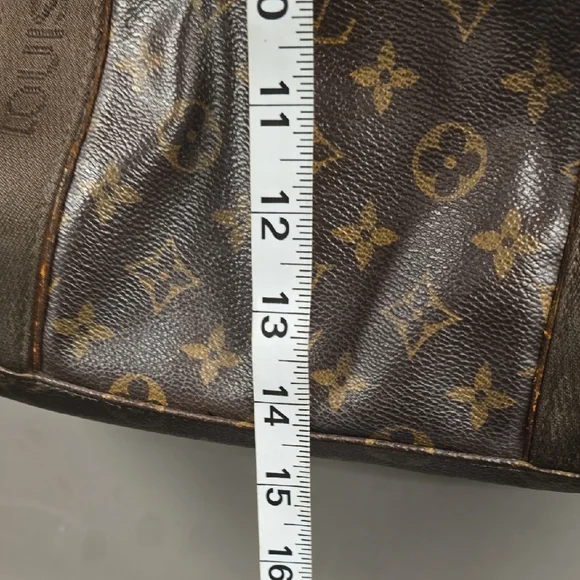 Vintage 1980s Louis Vuitton Brown Monogram Shoulder Bag. Name On Strap Detail.